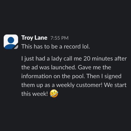 Client testimonial screenshot