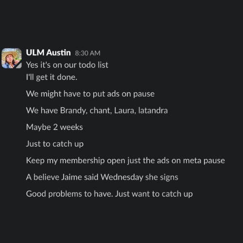 Client testimonial screenshot
