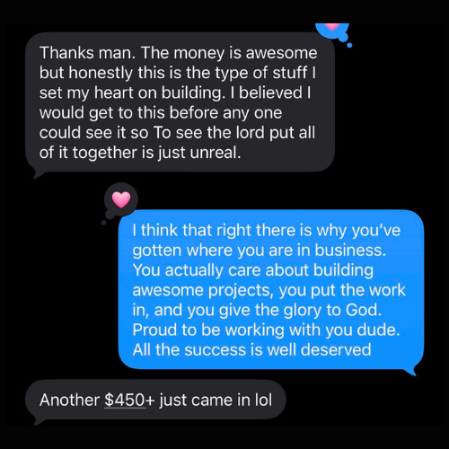 Client testimonial screenshot